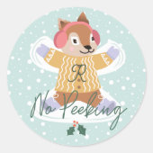 ノピーキングかわいいウッドランドリス雪の天使 ラウンドシール (正面)
