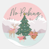 ノピーキングかわいい森林動物 ラウンドシール (正面)