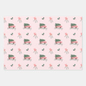 ノピーキングクリスマスツリーヴィンテージピンクレトロバン ラッピングペーパーシート (正面3)