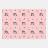 ノピーキングクリスマスツリーヴィンテージピンクレトロバン ラッピングペーパーシート (正面)