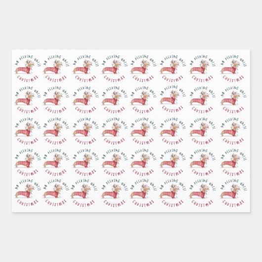 ノピーキングダックシュント犬のクリスマスセーター ラッピングペーパーシート (正面)