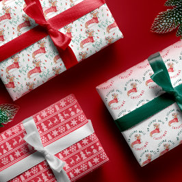 ノピーキングダックシュント犬のクリスマスセーター ラッピングペーパーシート