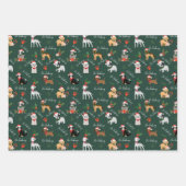 ノピーキングフェスティバルホリデーサンタドッグブリードパターン ラッピングペーパーシート (正面)