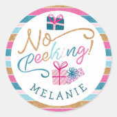 ノピーキングブライトグリッターストライプカラフルプレゼント ラウンドシール (正面)