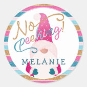 ノピーキングブライトグリッターストライプ格言サンタクロース ラウンドシール (正面)