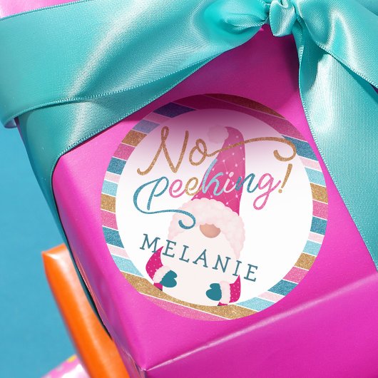 ノピーキングブライトグリッターストライプ格言サンタクロース ラウンドシール