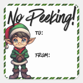 ノピーキング小妖精や小人クリスマスラベルグリーン スクエアシール