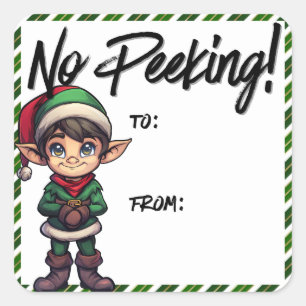 ノピーキング小妖精や小人クリスマスラベルグリーン スクエアシール