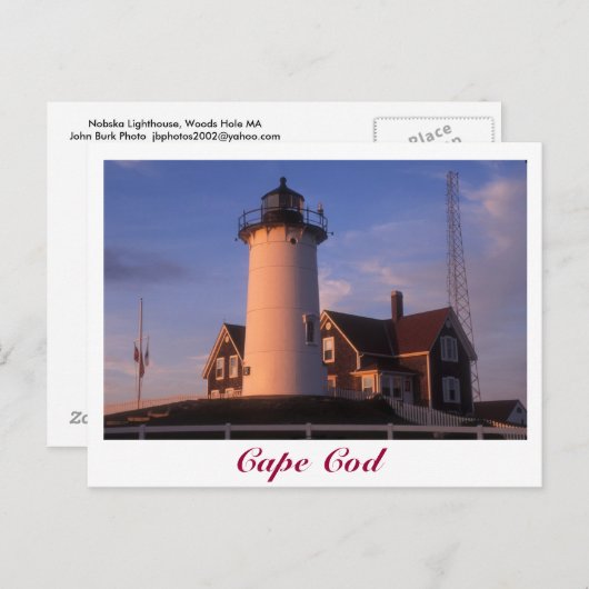 ノブスカライトハウスケープコッドウッズホールファルマス ポストカード (正面/裏面)