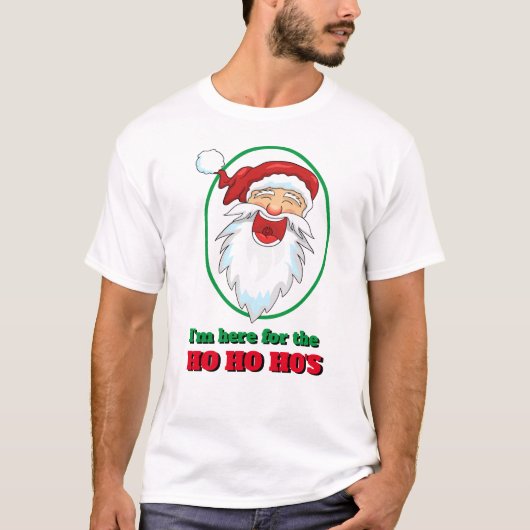 ノベルティおもしろいクリスマス私はここにいるサンタホホホホホホホズ Tシャツ (正面)