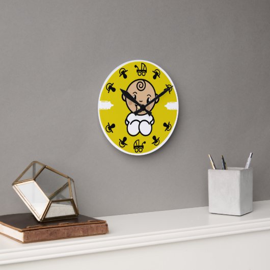 ノベルティかわいい新生児プレゼント ラウンド壁時計 (オフィス)