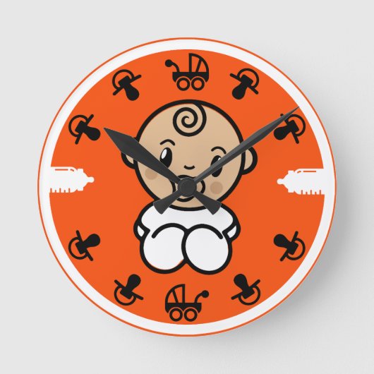 ノベルティかわいい新生児プレゼント ラウンド壁時計 (正面)