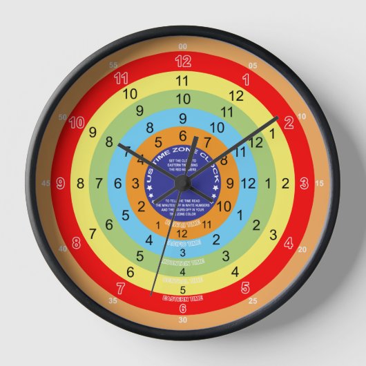 ノベルティアメリカタイムゾーンの大きな時計 壁時計 (正面)