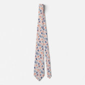 ノベルティイチョウネイビーブルーとオレンジ柄 ネクタイ (正面)