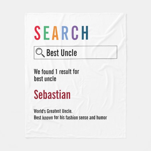ノベルティインターネット検索結果パーソナライズされた フリースブランケット (正面)