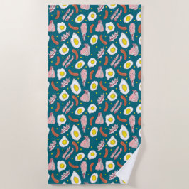 ノベルティエッグベーコンソーセージ揚げ朝食シェフ ビーチタオル