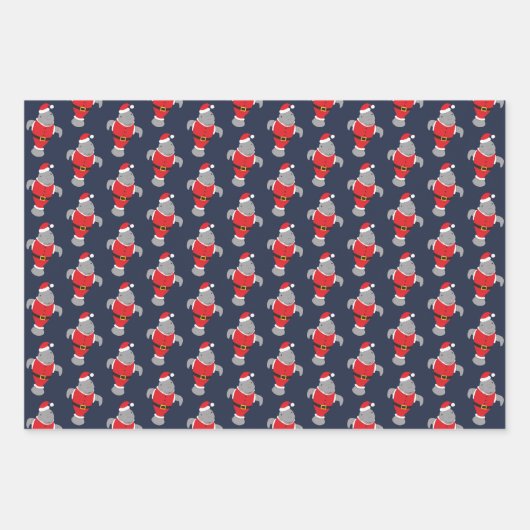 ノベルティサンタアニマルマナティークリスマス ラッピングペーパーシート (正面)