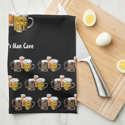 ノベルティスリービアーズカスタムマンガPHOTO Black キッチンタオル (四つ折り)