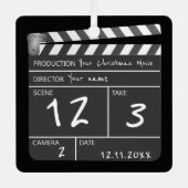 ノベルティパーソナライズされたカスタム映画クラッパーボード メタルオーナメント (正面)