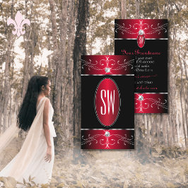 ノベルティブラックレッド華美オーナメントズジュエルモノグラム 名刺