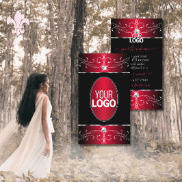 ノベルティブラック赤華美オーナメント宝石ロゴの追加 名刺