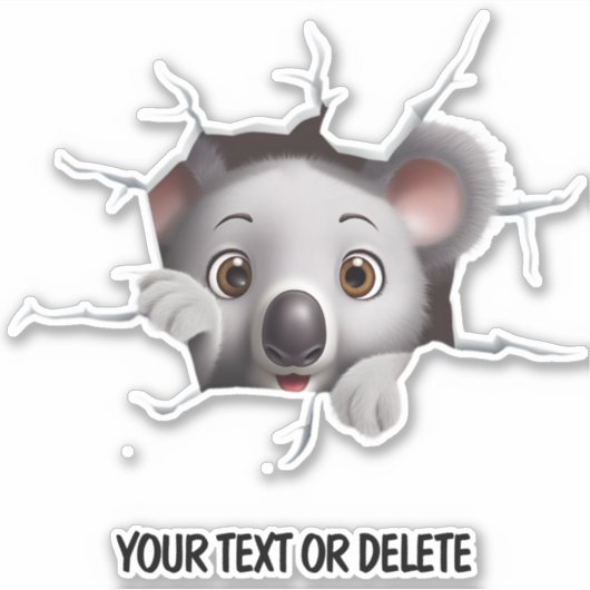 ノベルティブレークスルーホールピーキングキュートコアラベア シール (正面)