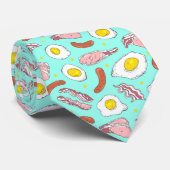 ノベルティベーコンエッグソーセージブレックファーストブルー ネクタイ (ロール)