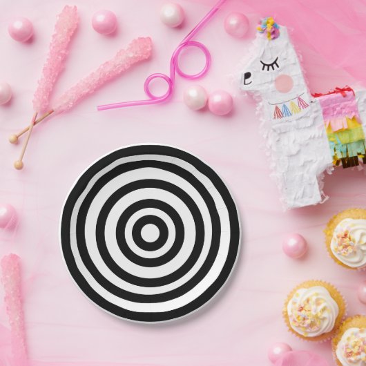 ノベルティ白黒ブルセイズサークル ペーパープレート (パーティー)