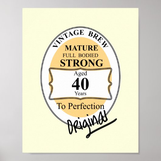 ノベルティ第40回マイルストーン誕生日おもしろいBeerLabel ポスター (正面)
