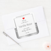 ノベルティ製品包装ラベル白と銀 スクエアシール (封筒)