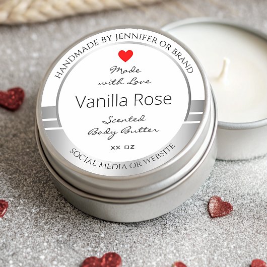 ノベルティ製品包装ラベル白と銀 ラウンドシール