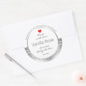 ノベルティ製品包装ラベル白と銀 ラウンドシール (封筒)