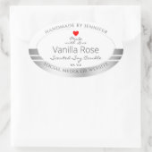 ノベルティ製品包装ラベル白と銀 楕円形シール (バッグ)