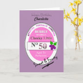 ノベルティ50thマイルストーン誕生日おもしろいワインラベル カード (黄色い花)