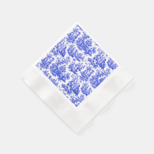 ノマデザウストラエイリアン青トワールデジュイ 縁ありカクテルナプキン (角)