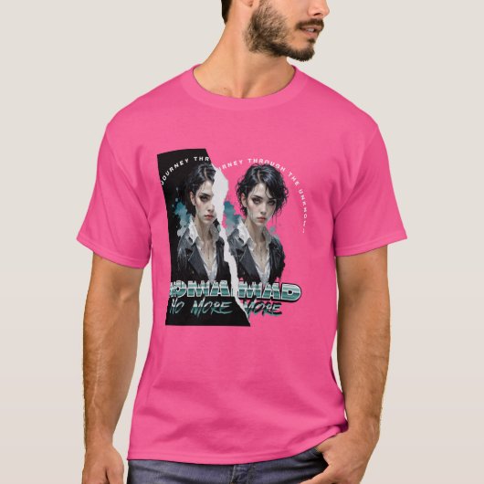 ノマドNo More、悲しい女の子の二重露出 Tシャツ (正面)