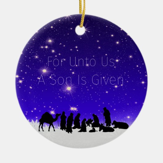 ノミが生まれ星の雪の夜に セラミックオーナメント (正面)