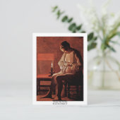 ノミを持つ女性ラトゥールジョージ・ド ポストカード (スタンド正面)