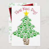 ノミ・ナビ犬かわいい手のプリントクリスマスツリー写真 シーズンカード (正面/裏面)