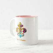 ノラは（紋章の）フラ・ダ・リ(4)を絵を描きました ツートーンマグカップ (正面左)