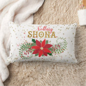 ノライグショナ金ゴールドグリッターポインセチア・クリスマス ランバークッション (ブランケット)