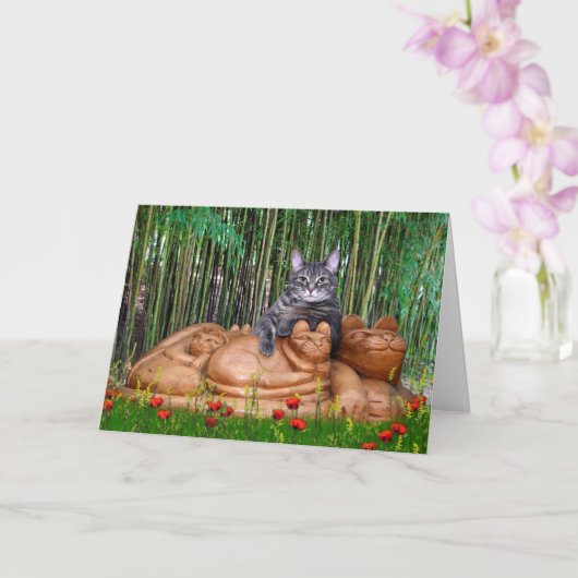 ノラザピアノ猫-折り畳みカ空白のード-スタイル008 カード (蘭)