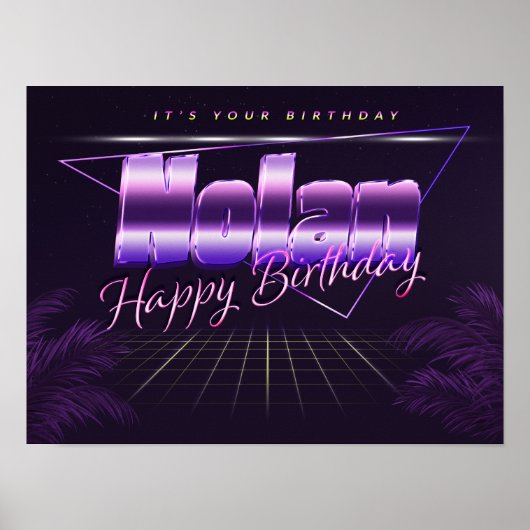 ノラン名Vorname lila retroポスターGeburtstag ポスター (正面)