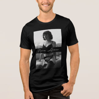 ノラ・アムール 白黒Tシャツ、白文字 トライブレンドＴシャツ