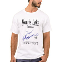 ノリス湖テネシー地図座標Tシャツ