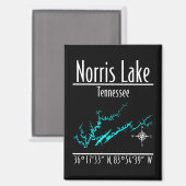 ノリス湖テネシー州湖岸地図座標 マグネット (正面/裏面)