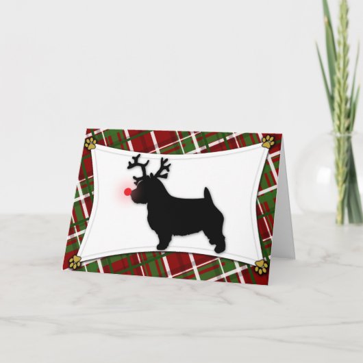 ノリッジテリアのトナカイのクリスマスカード シーズンカード (正面)