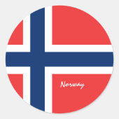 ノルウェーおよびノルウェー国旗の愛国者，休日/スポーツ ラウンドシール (正面)