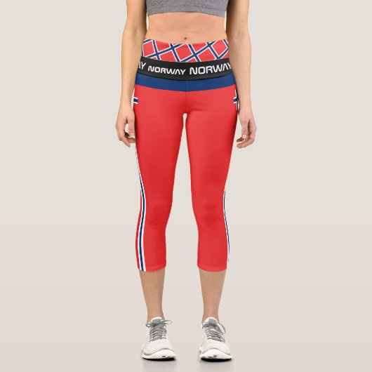 ノルウェーおよびノルウェー国旗ファッション、フィットネス、スポーツ カプリレギンス (正面)