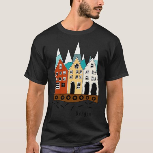 ノルウェーからのベルゲンのお土産 Tシャツ (正面)